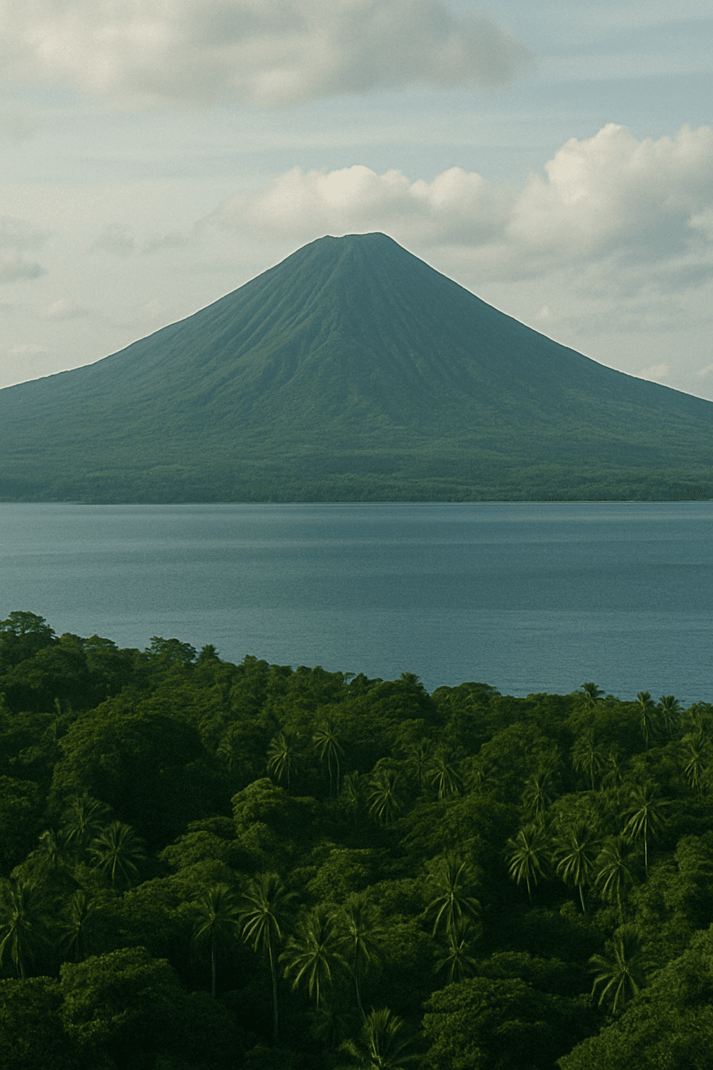 A wide shot of rolling green hills under a blue sky with white clouds.