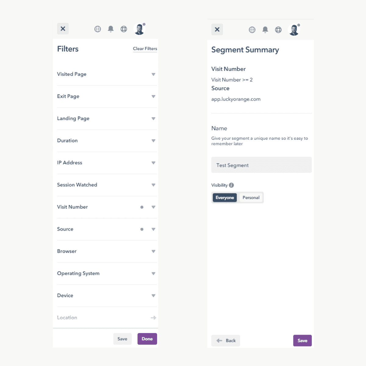 Lucky Orange Filter List And Save Segment