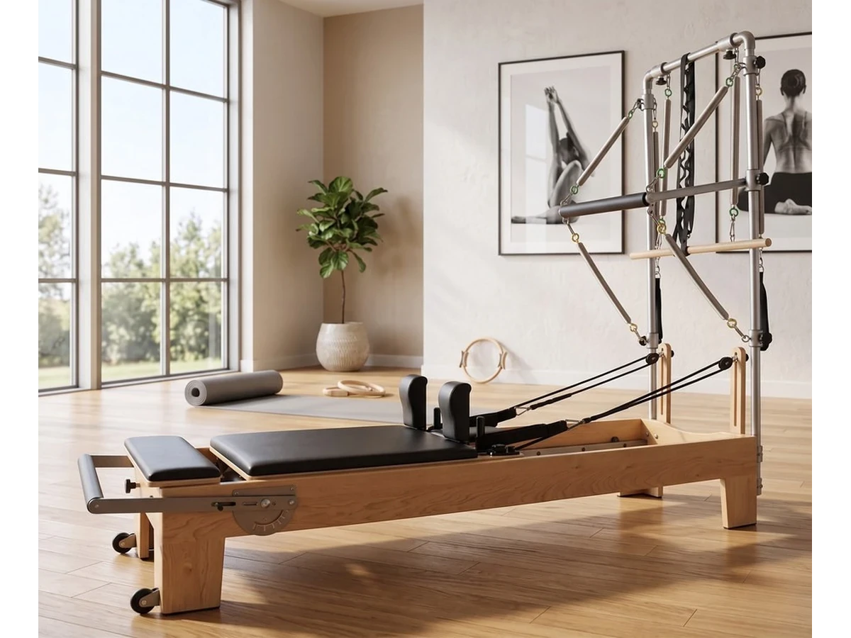 Pilates Reformer Demi-Tour Advanced — Érable, reformer avec demi-tour en érable dans un studio de Pilates professionnel
