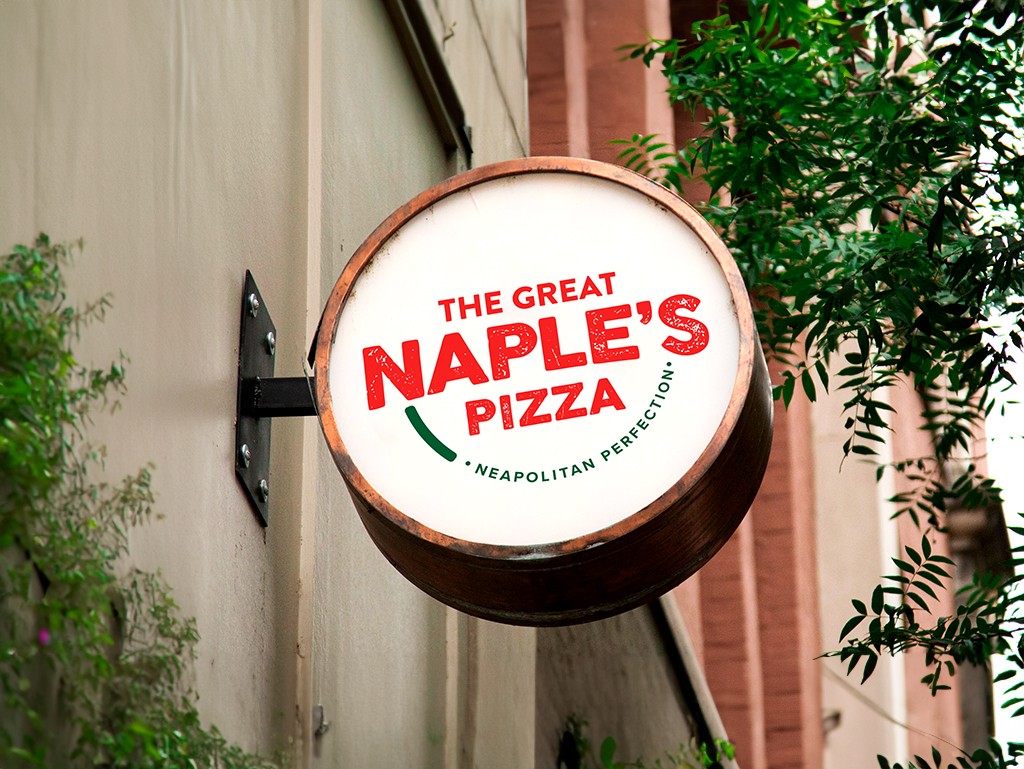 the great naple's pizza outdoor sign board