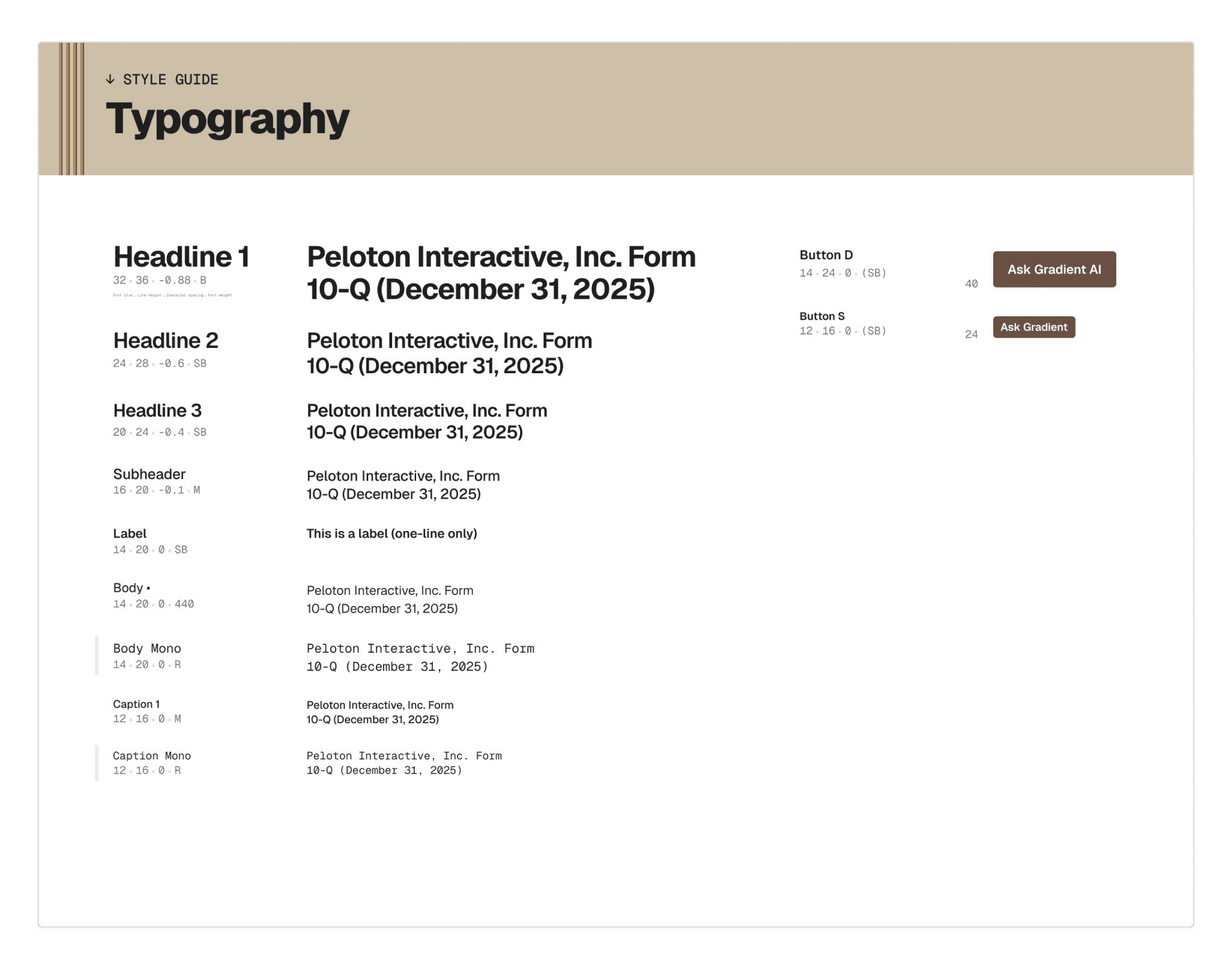 Guides displaying color palette and shadow styles