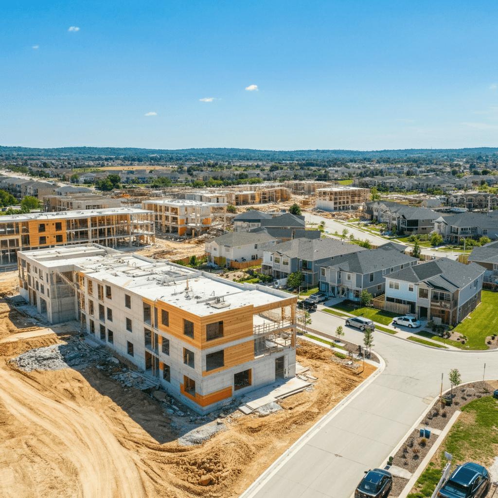 aerial view of a neighborhood being developed