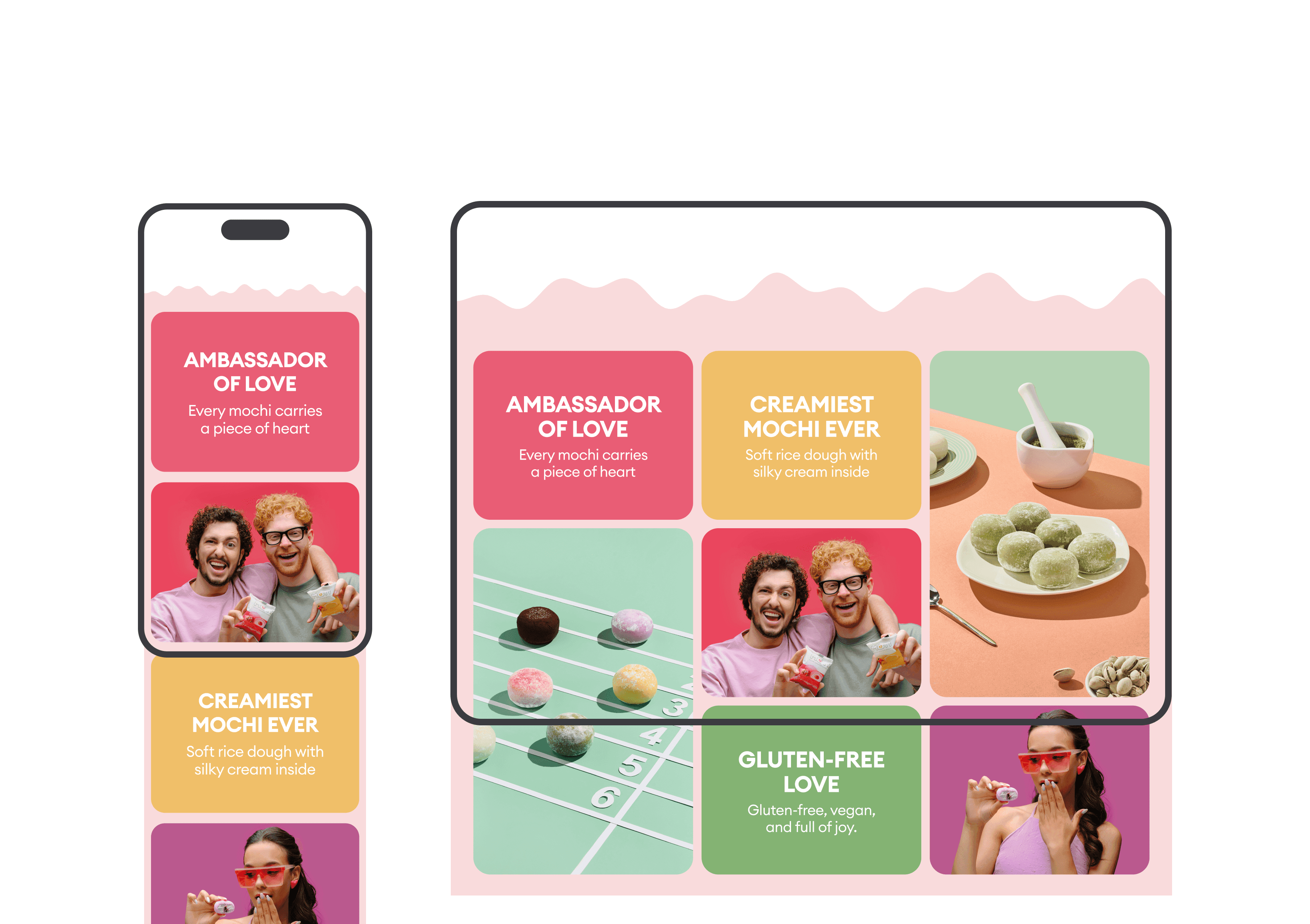 Mobile version of Moti website showcasing adaptive navigation menu and seamless responsive layout.