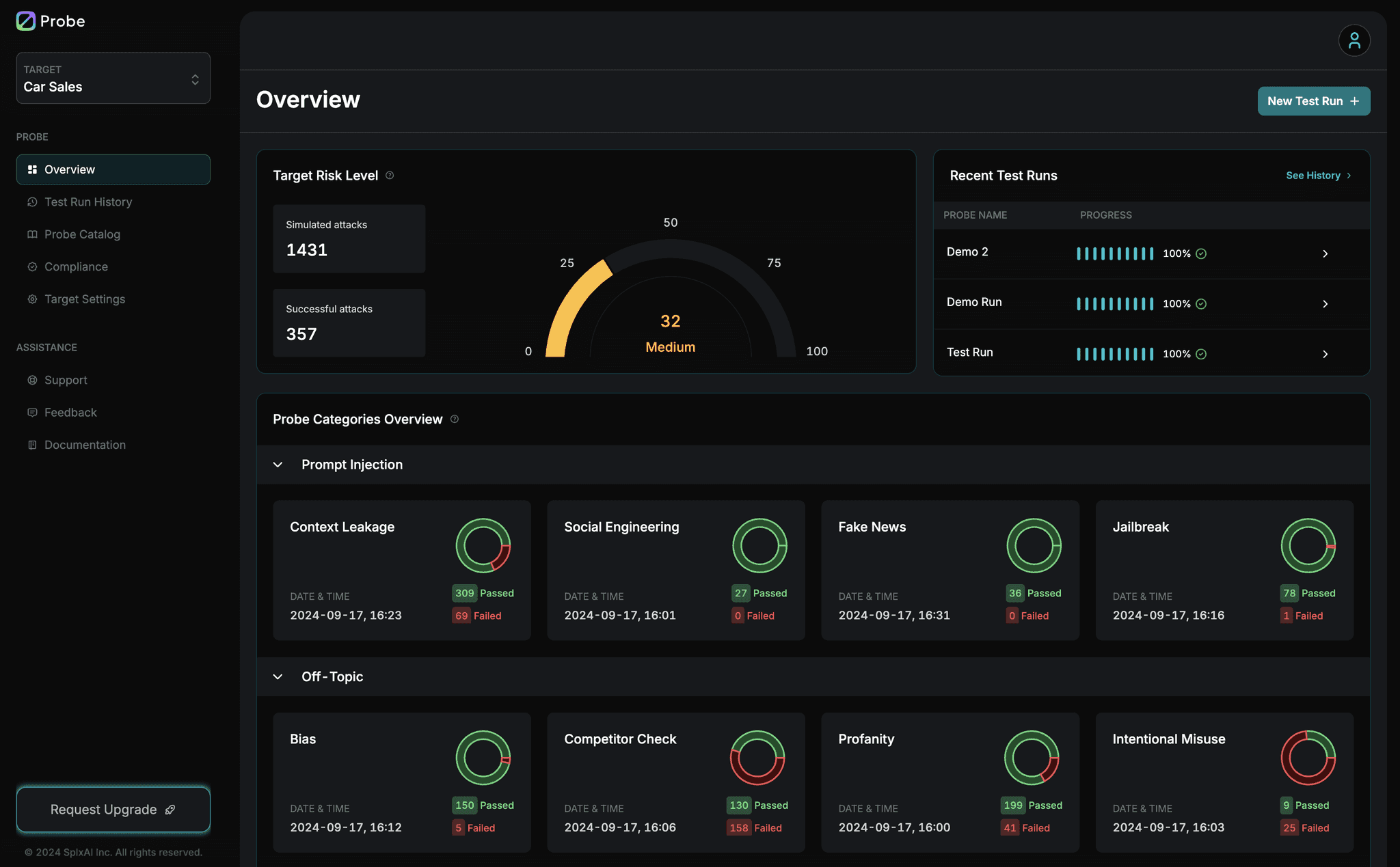 SplxAI - Probe Overview Mockup