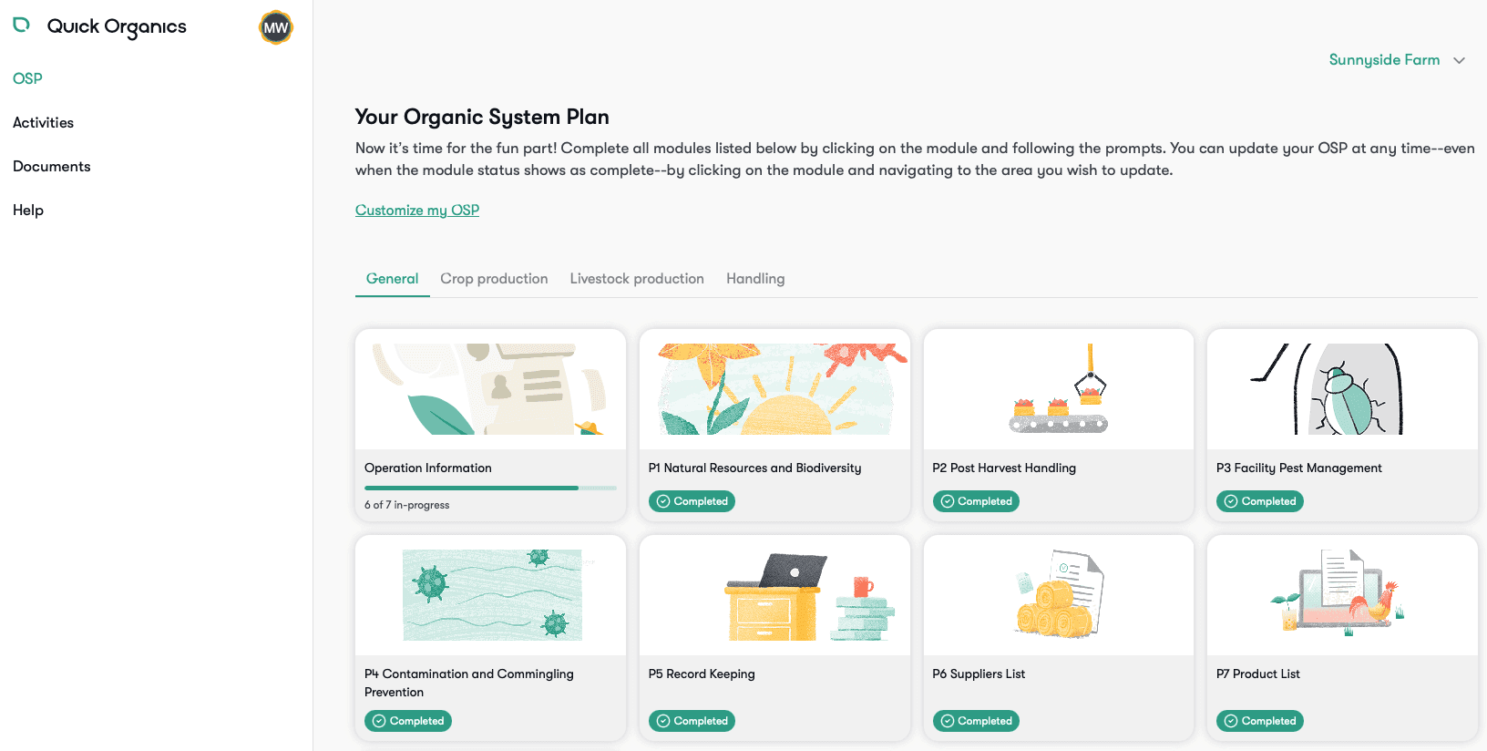 quick organics certification assistant