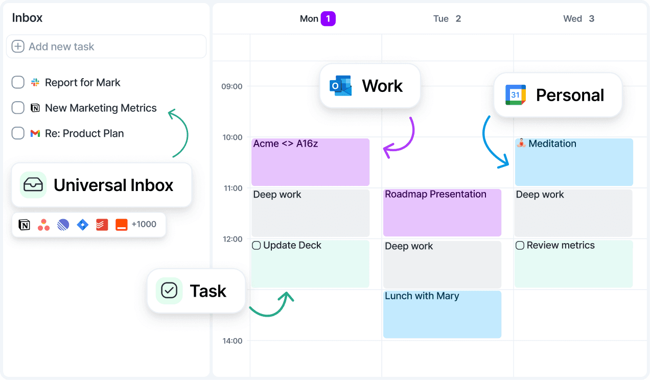 One calendar: life + work.