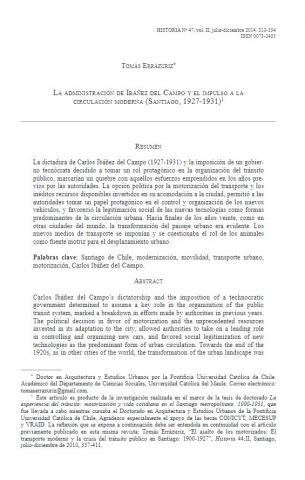 La administración de Ibáñez del Campo y el impulso a la circulación moderna (Santiago, 1927-1931)