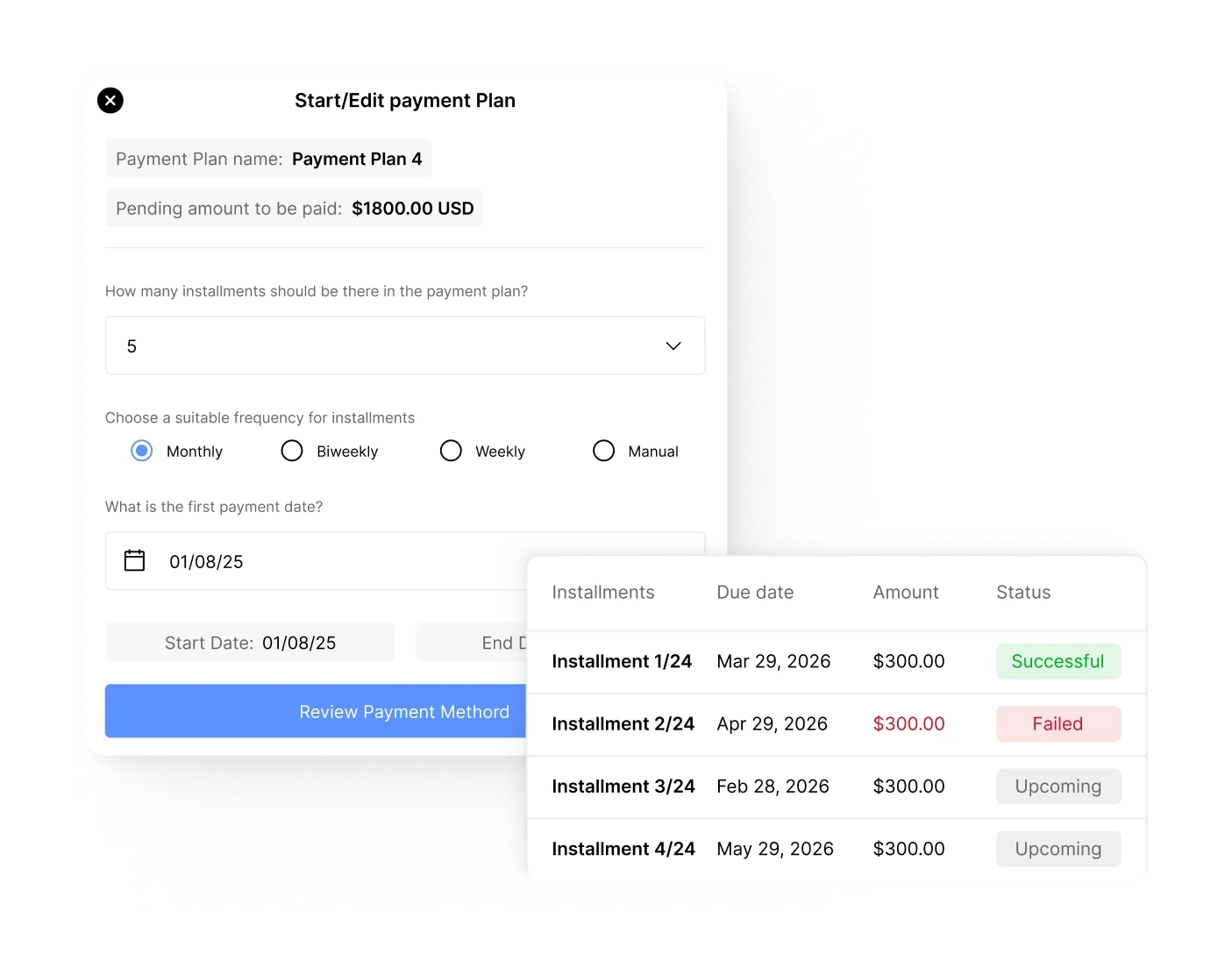 Easy payments and payment plan setup for clients image