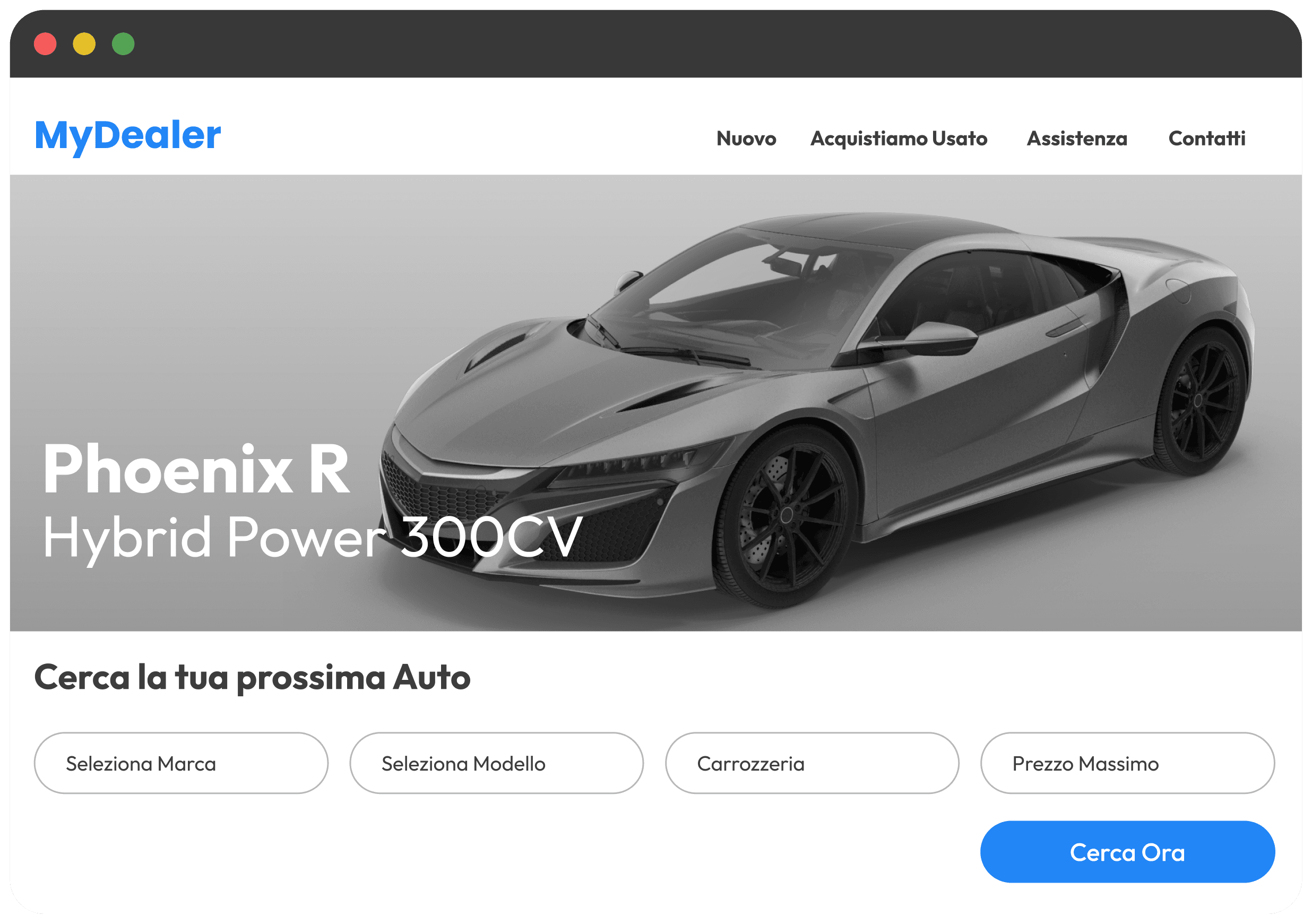 Rappresentazione del site builder per fare i siti web in Carmove