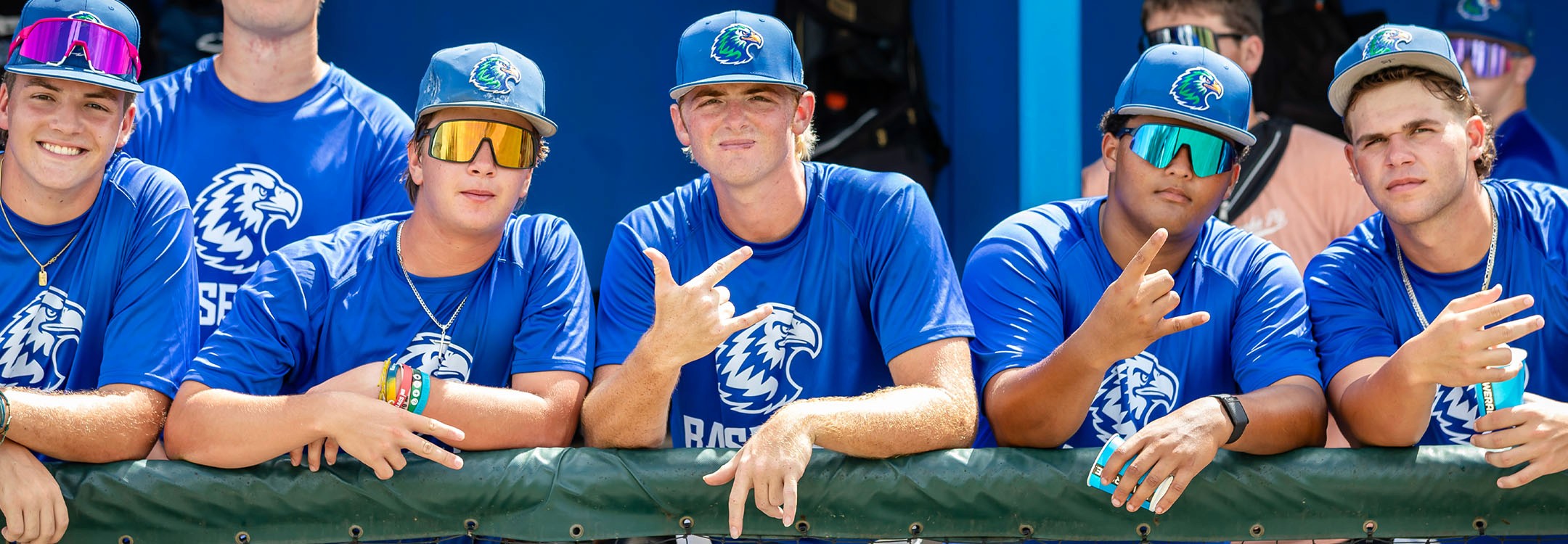 Lakehawks Athletics hawk head logo in use on hats + shirts of students.