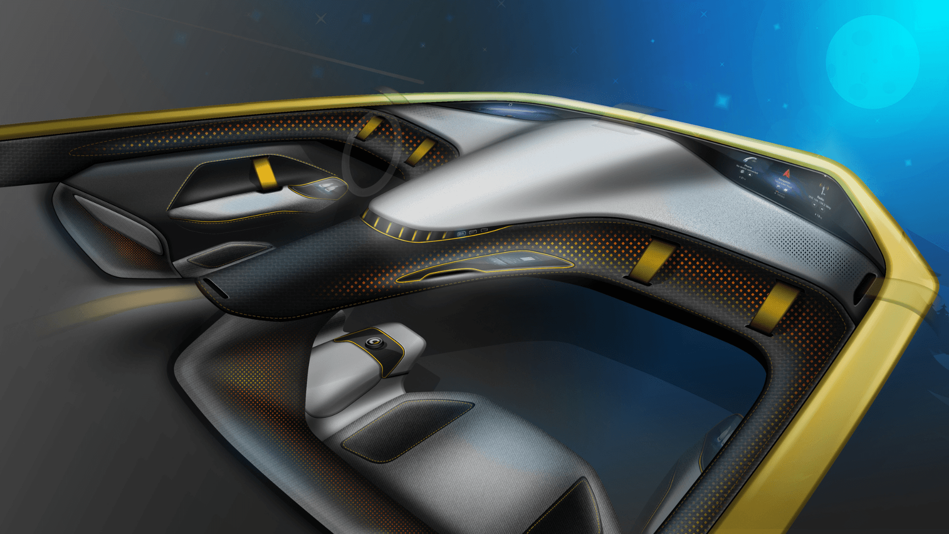 Interior photoshop sketch of smart convertible concept car done at theCraftiqs