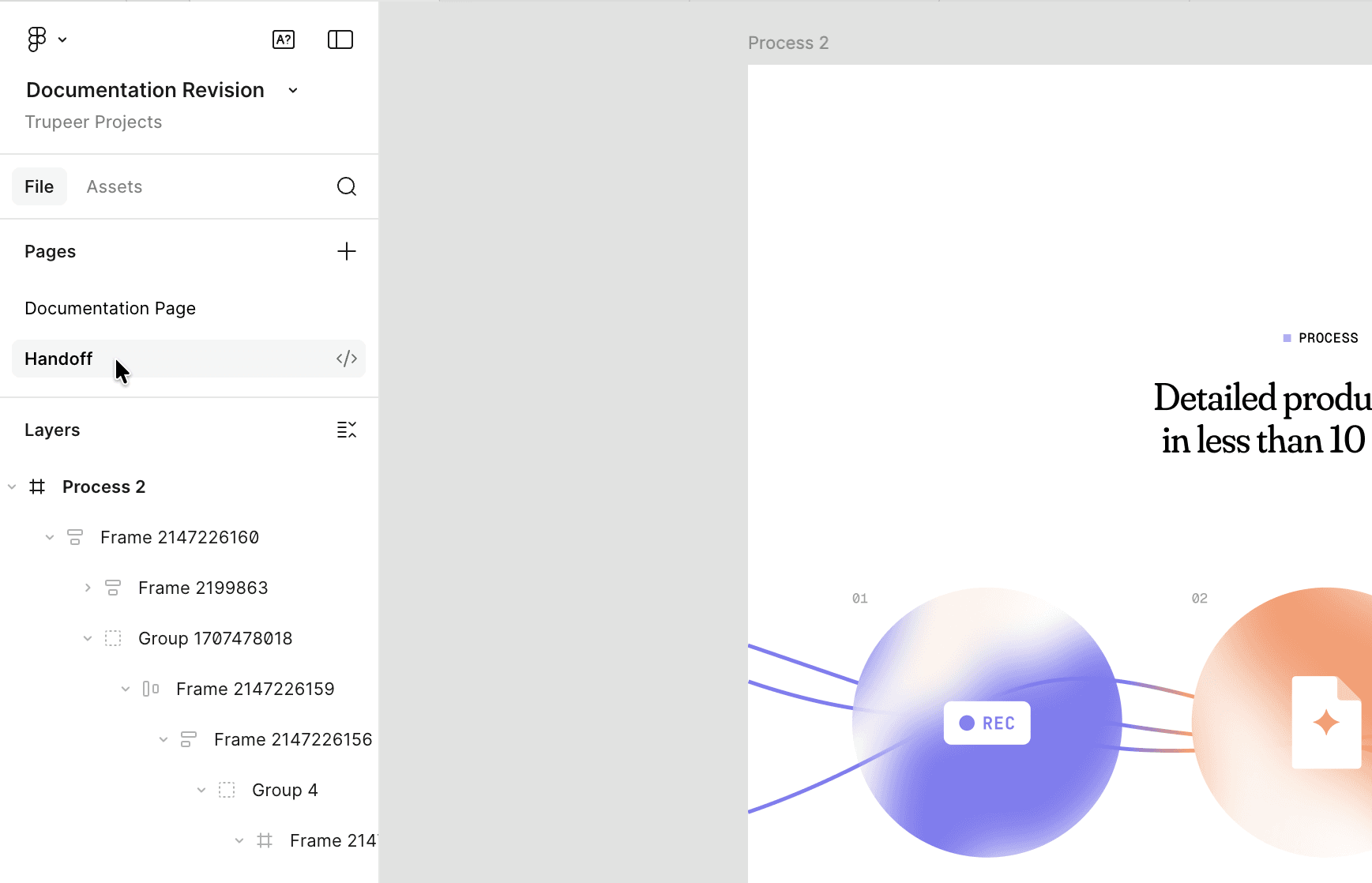 Shot of Figma interface with a cursor pointing at a page.