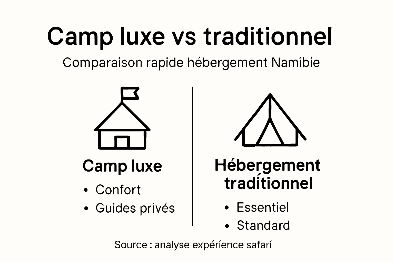 Infographie : les différences entre camping haut de gamme et camping traditionnel