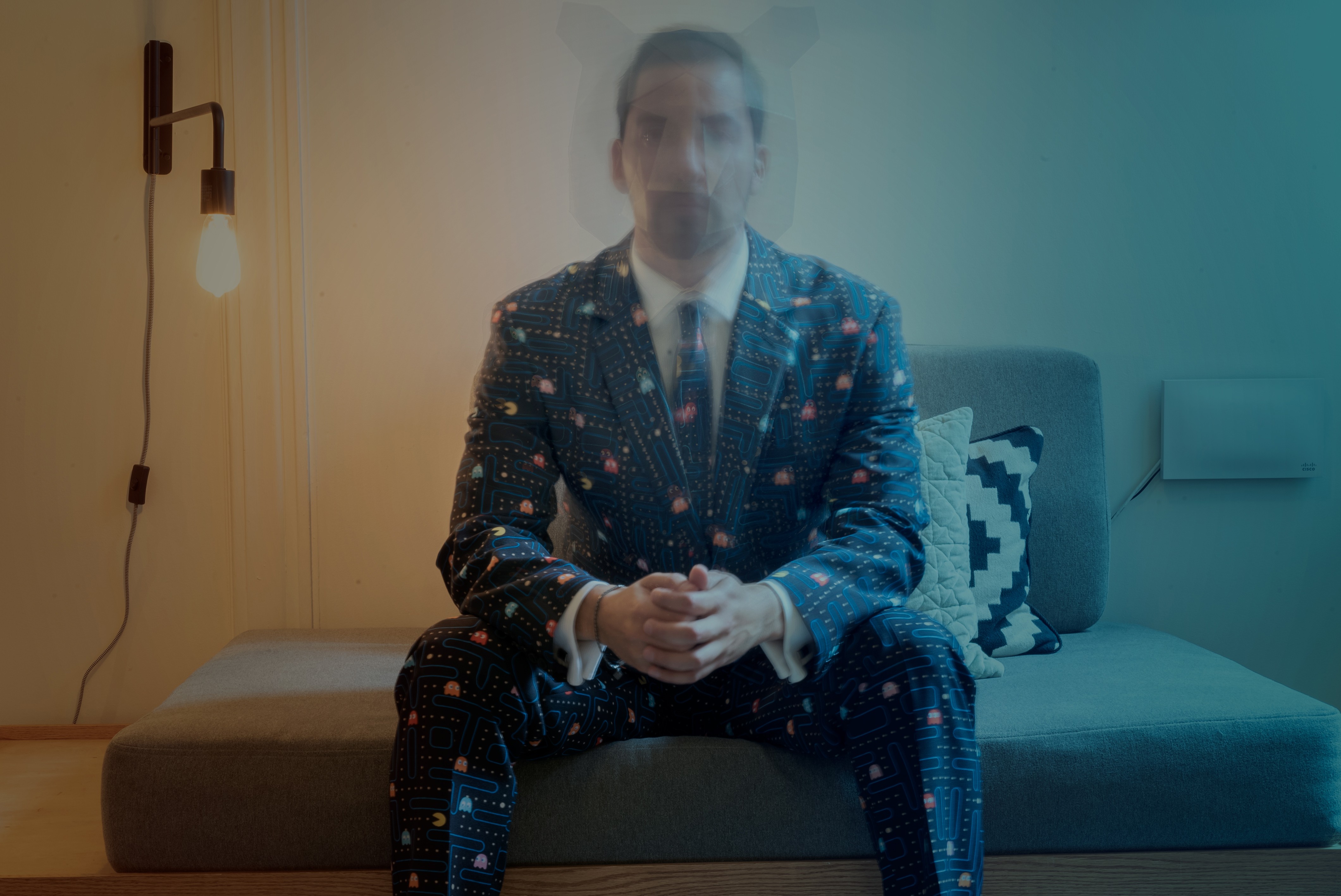 Desk with keyboard and brown chair
