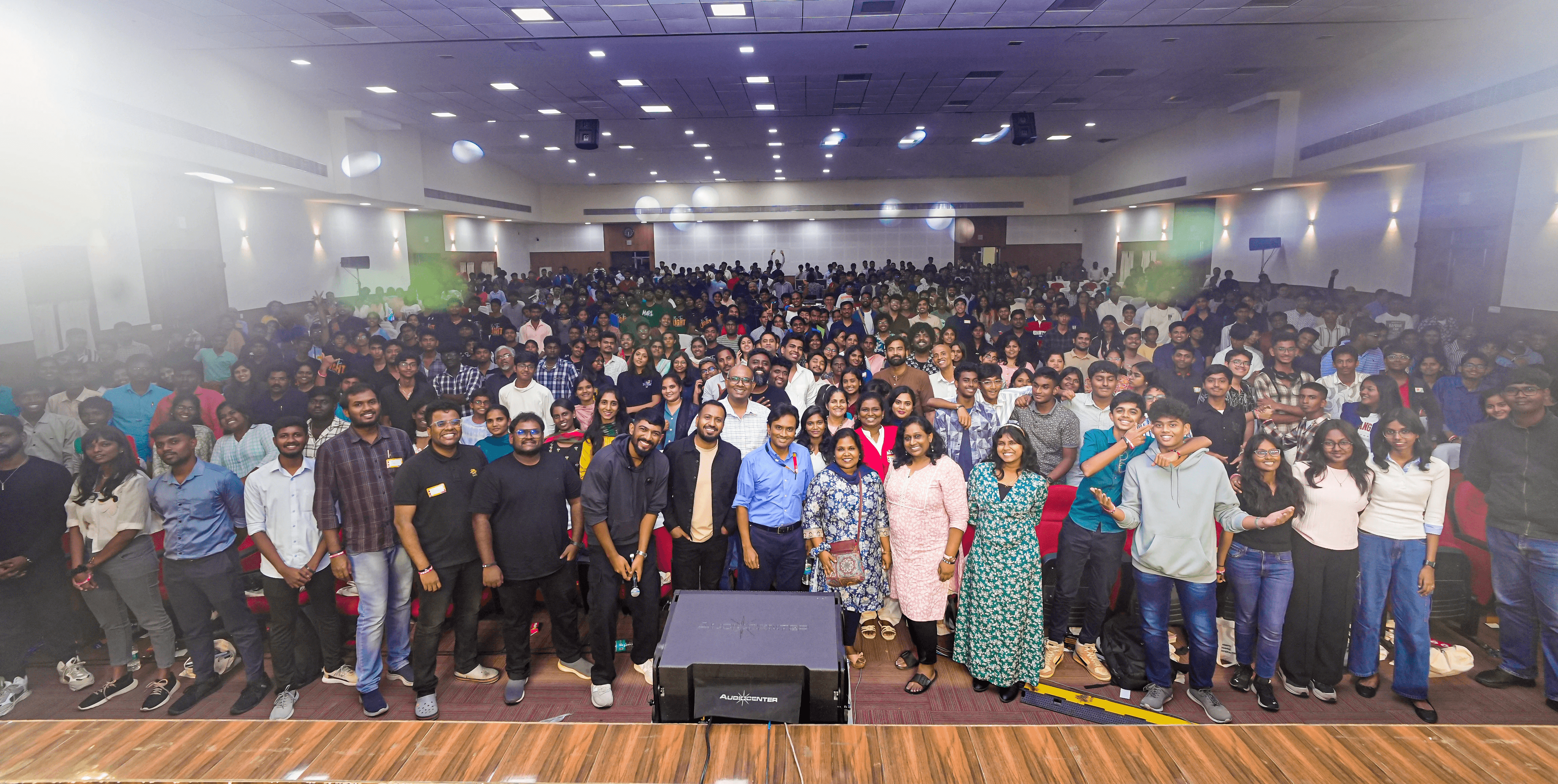 a bunch of lights that are in the air