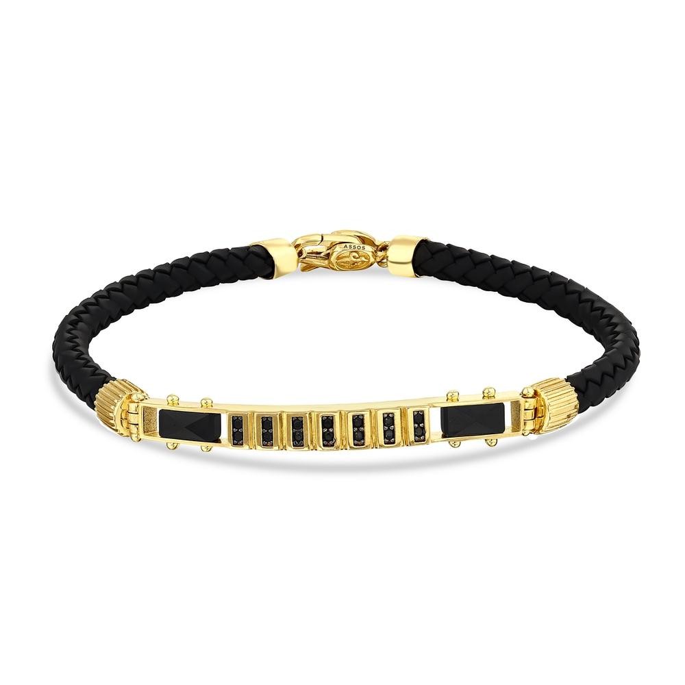 Assos Pırlanta 14 Ayar Altın Modern Tasarım Şık Erkek Bileklik