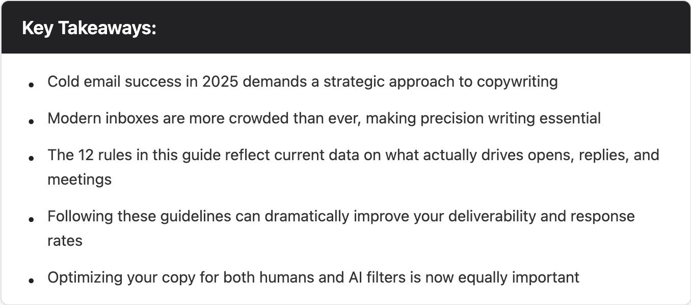 Key takeaways 12 codl email rules