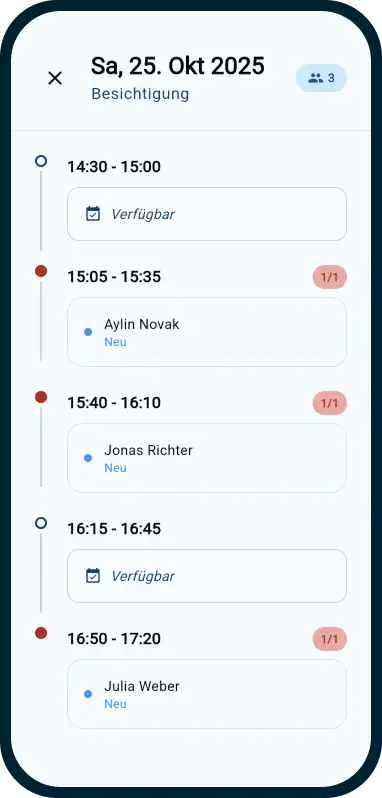 Immodio Viewing Calendar
