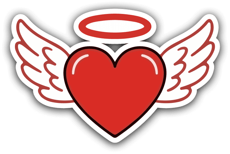 sticker of a winged heart