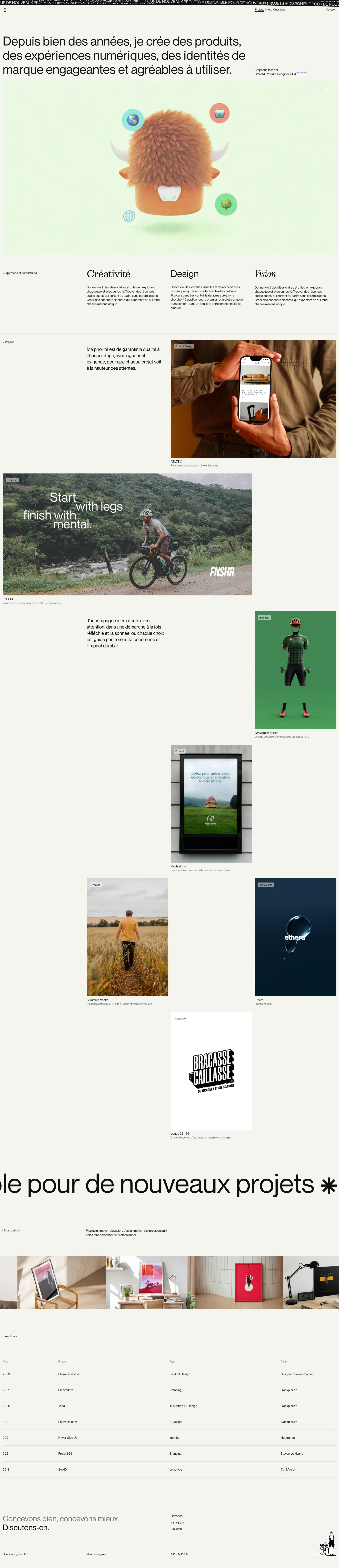 Stéphane Issartel – Directeur Artistique portfolio page screenshot showcasing Design design