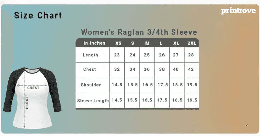 women's raglan 3/4 sleeve