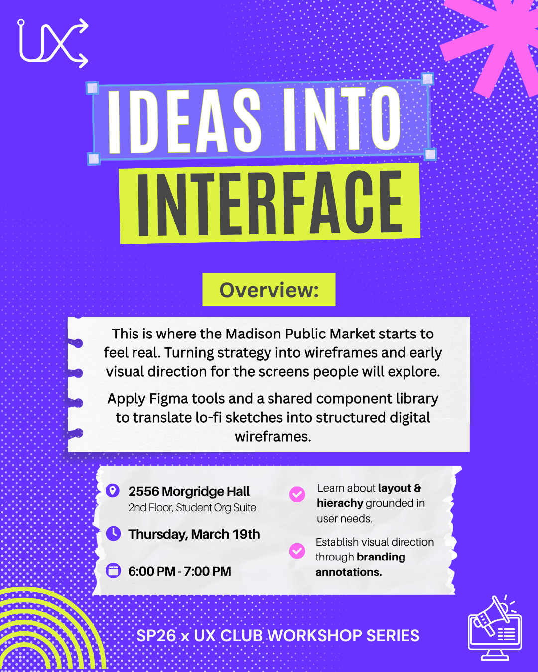 Ideas Into Interface Workshop Infographic 3/19 6pm 2556 Morgridge Hall