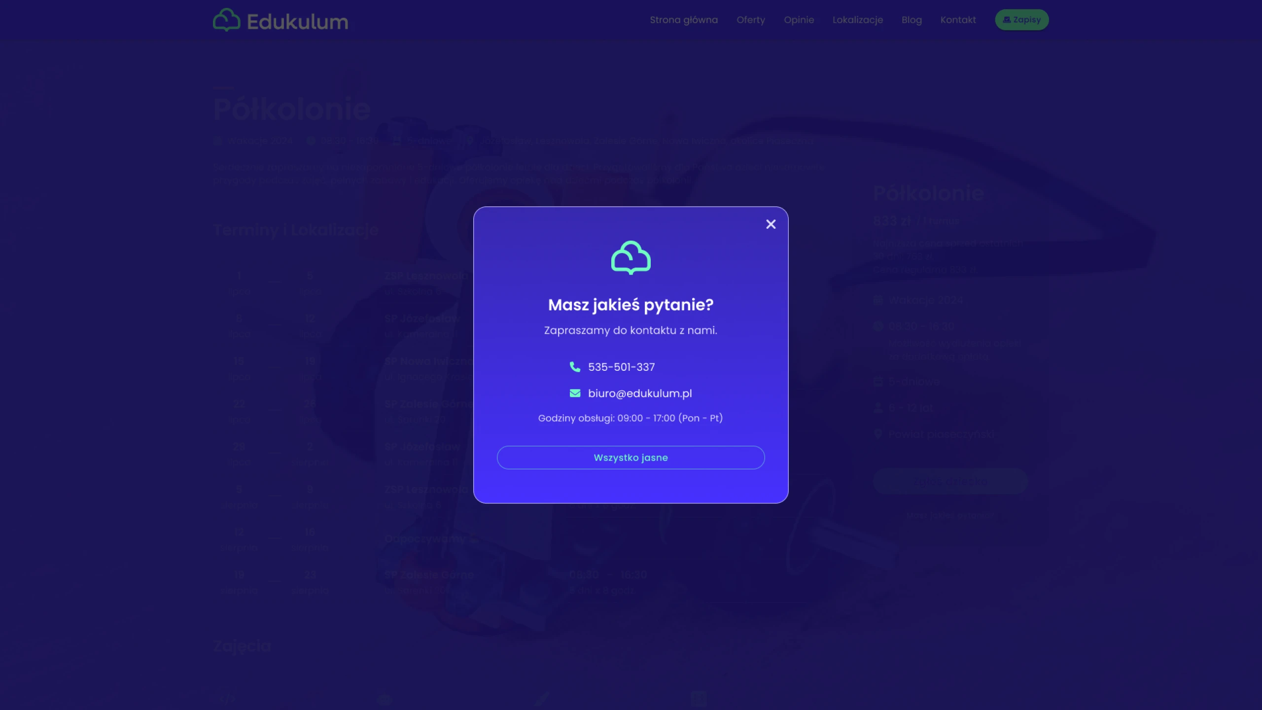 Edukulum Website Offer Contact