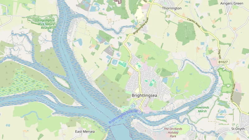 Map showing Brightlingsea in Essex