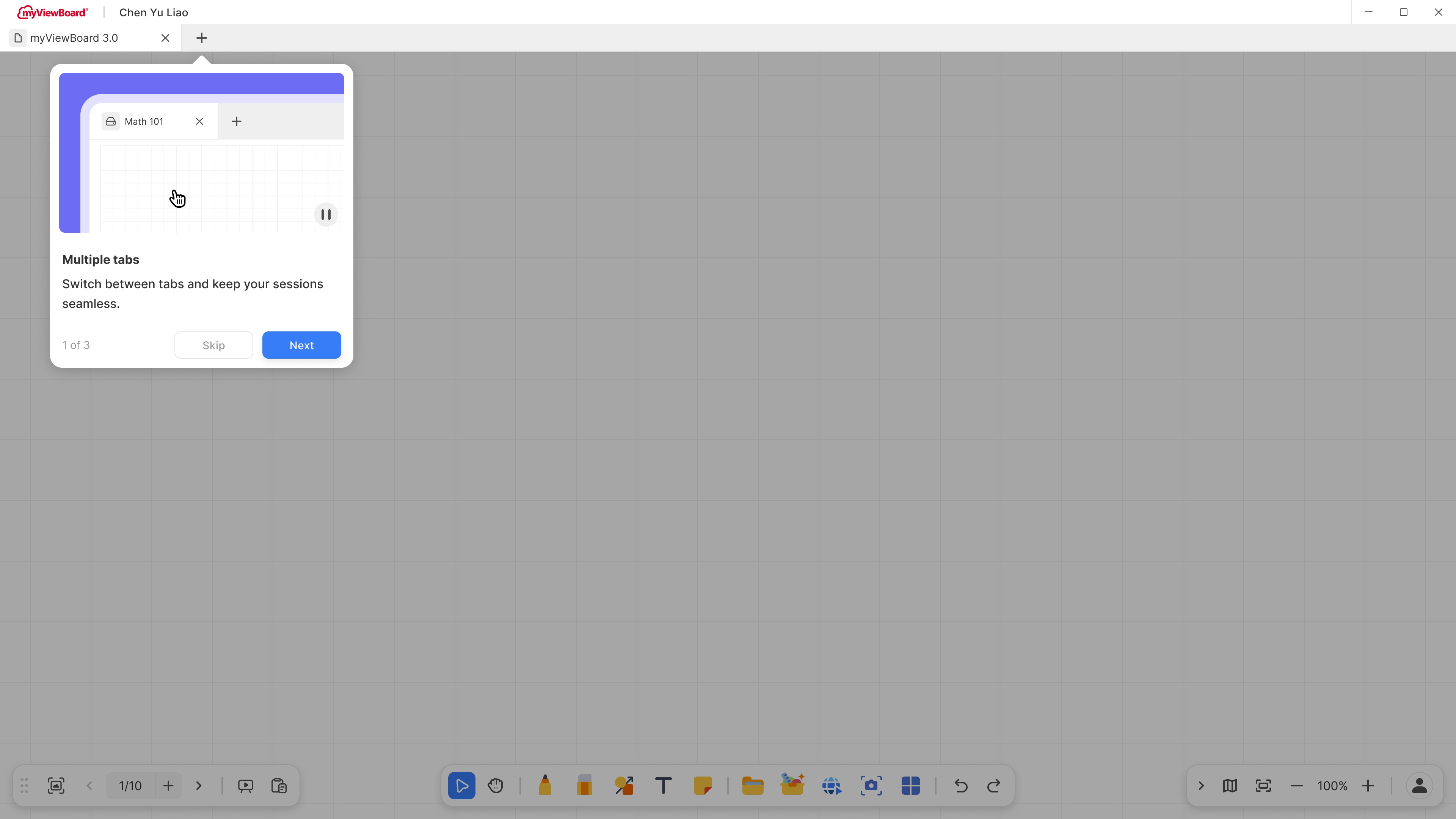 The image of onboarding tutoral UI