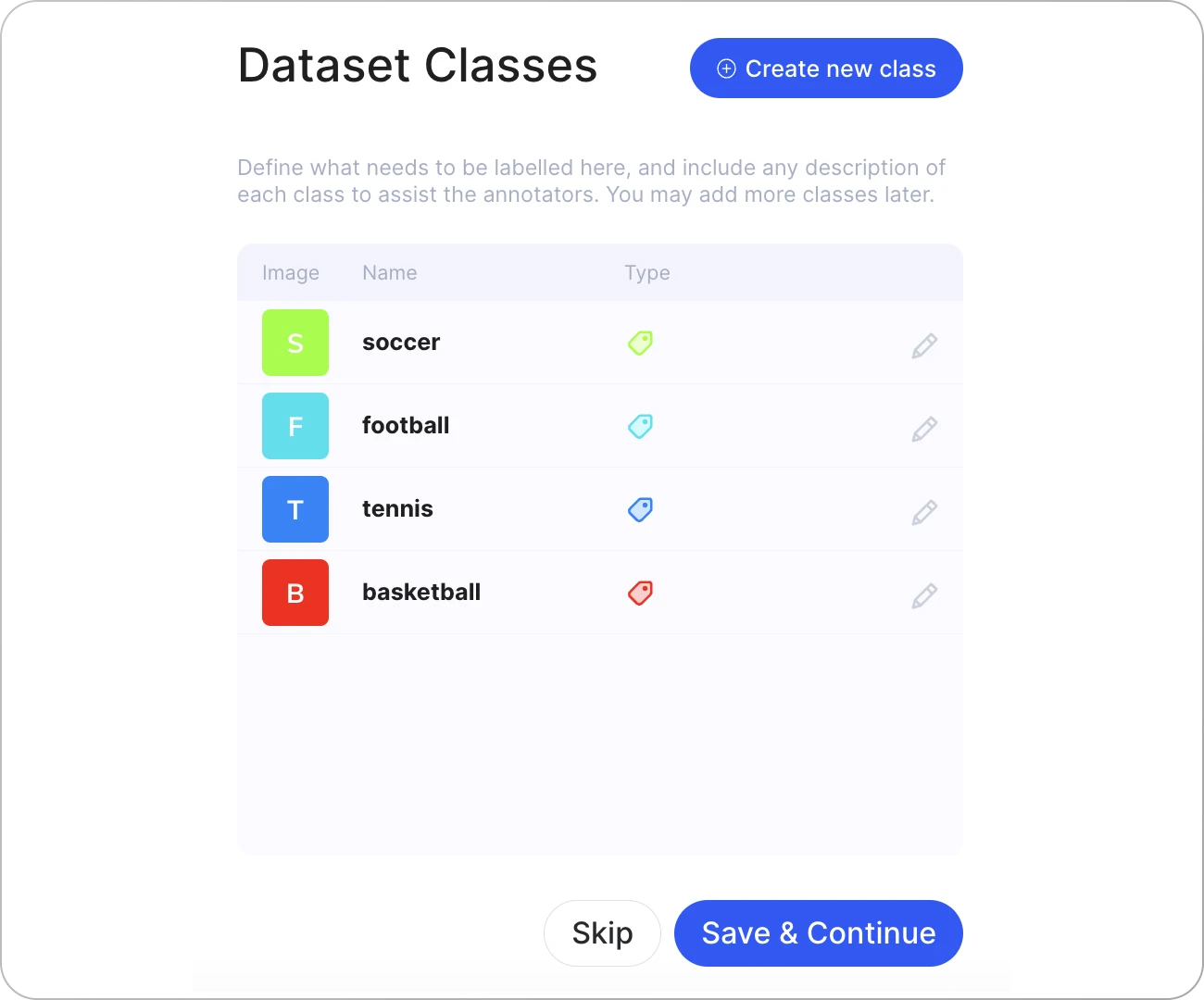 classifciation tags settings