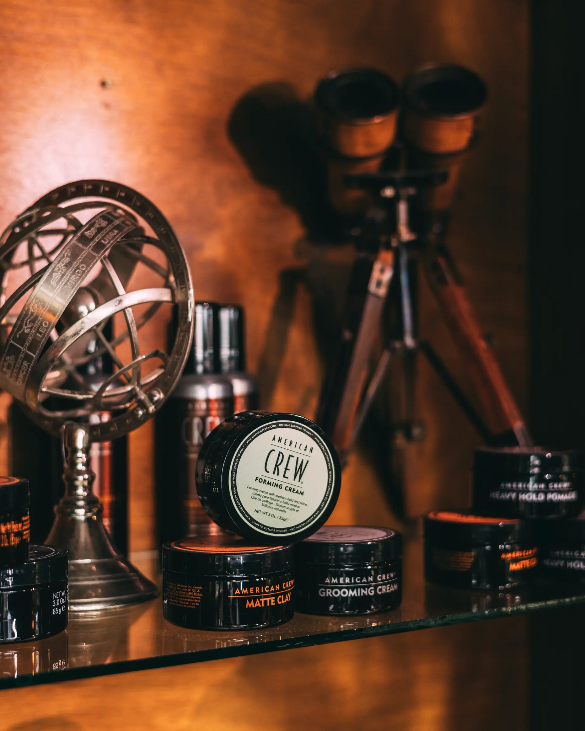 Cinematic Photo of American Crew Hair Products.