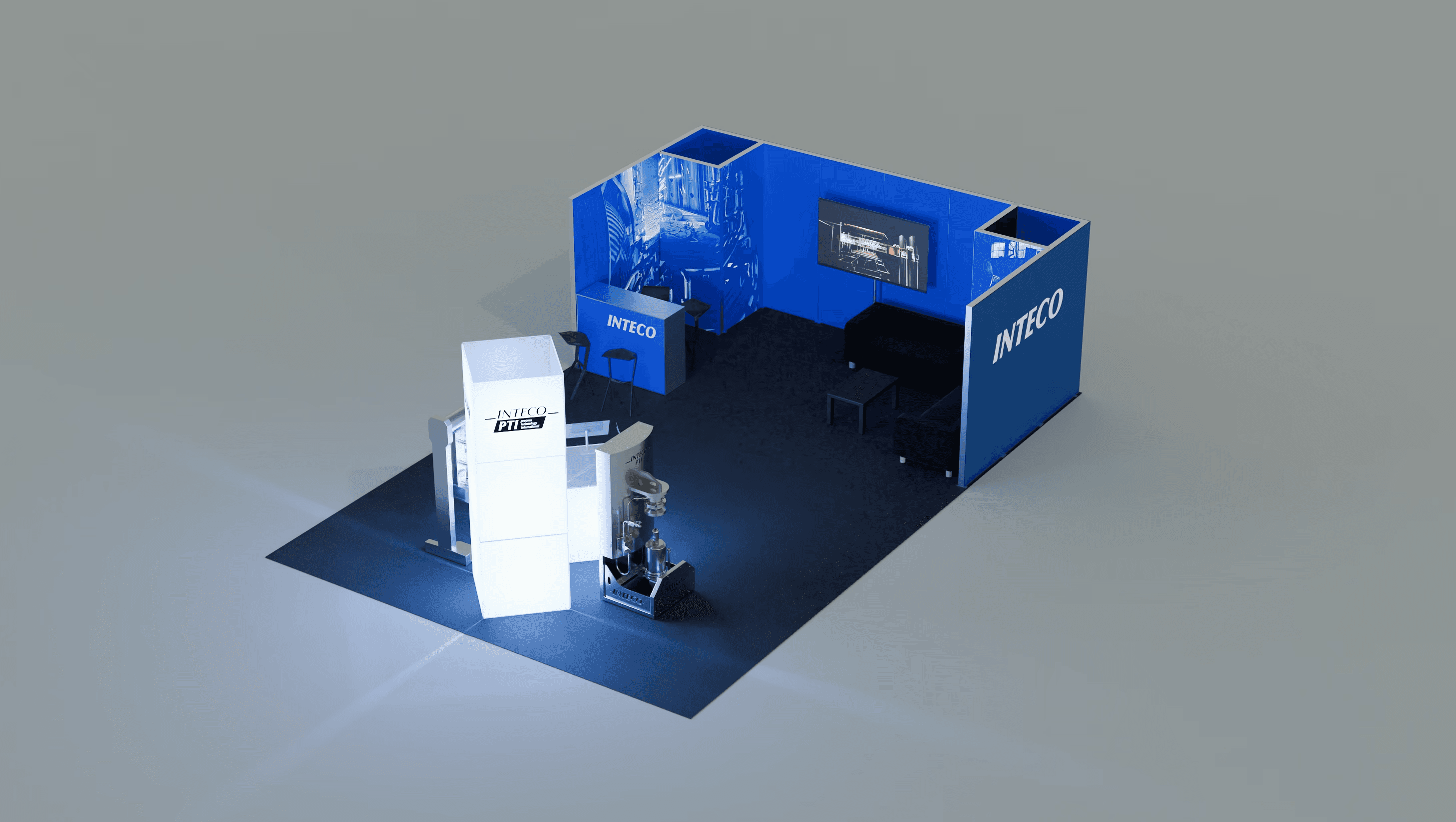 Side view exhibition stand visualization for Inteco