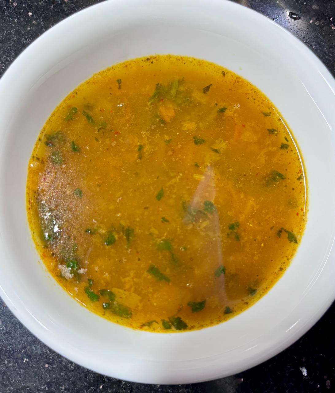 Jeere Meere Saaru served hot in a bowl
