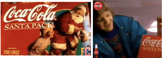 Santa Packs Billboard and the girl in the store with her mother