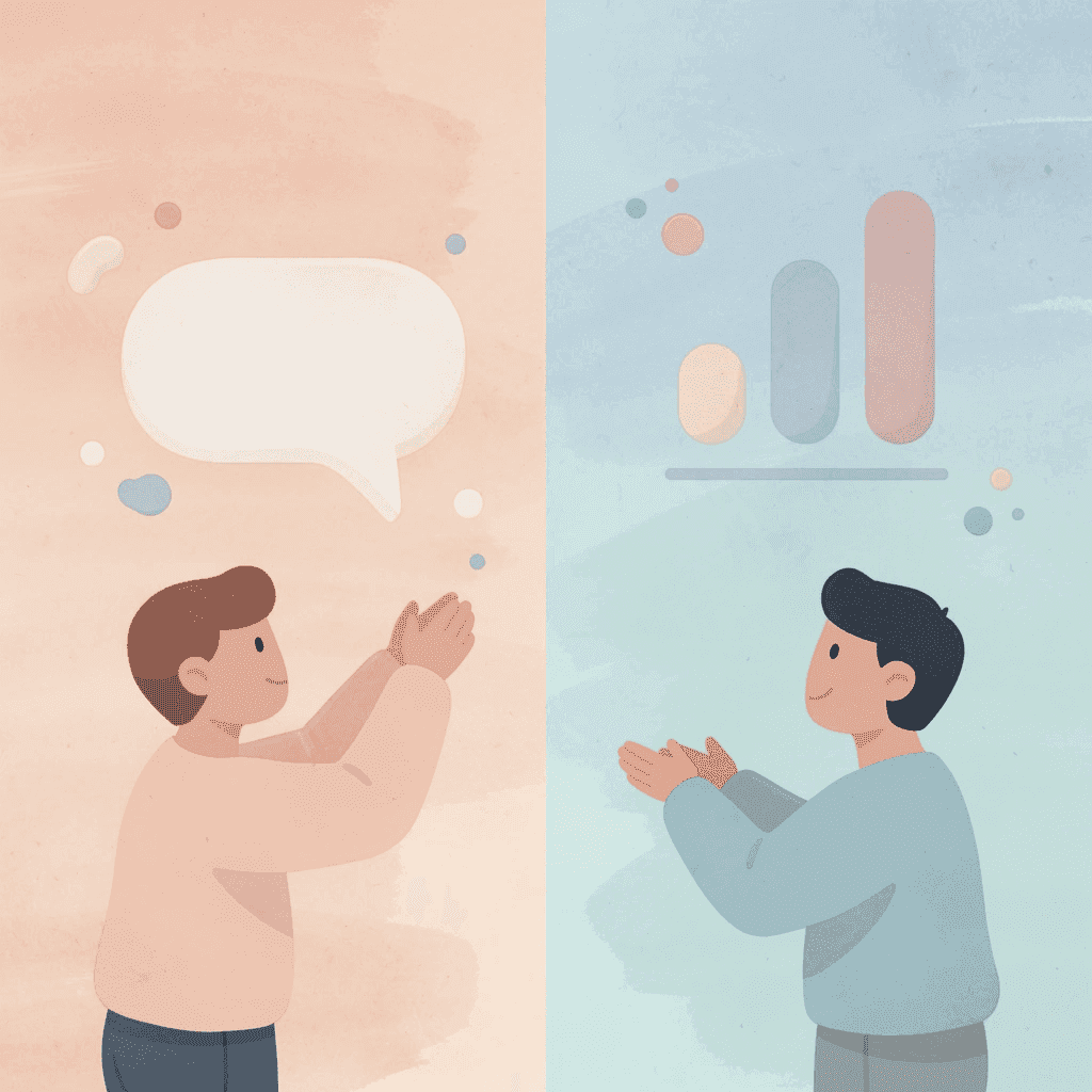 Split scene illustration contrasting linear reading approach with strategic filtering approach