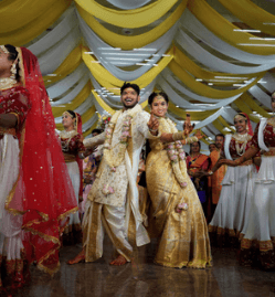 Crescent moon in a gradient twilight sky