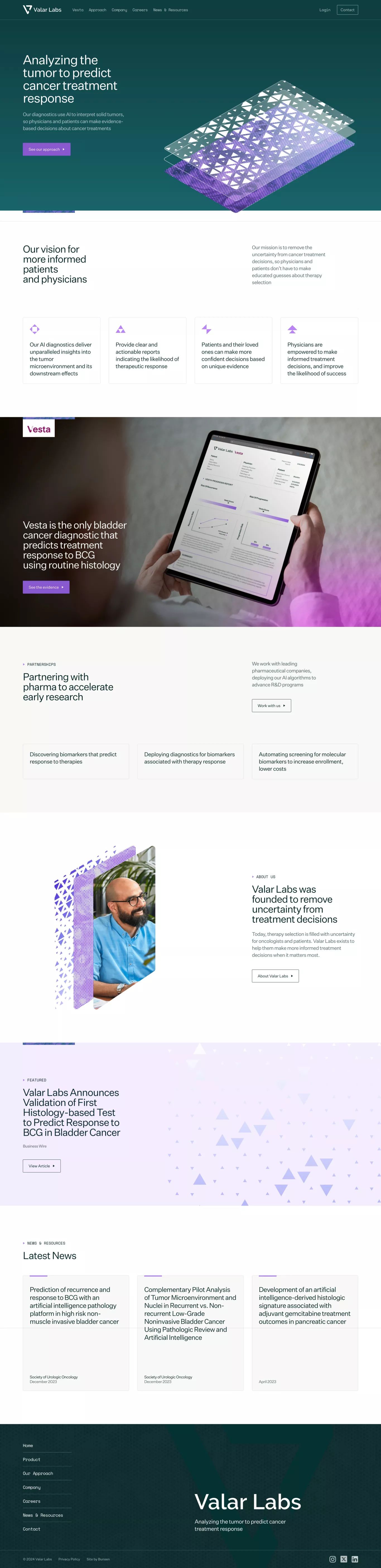 Analyzing the tumor to predict cancer tr landing page screenshot showcasing Medical and Tech design
