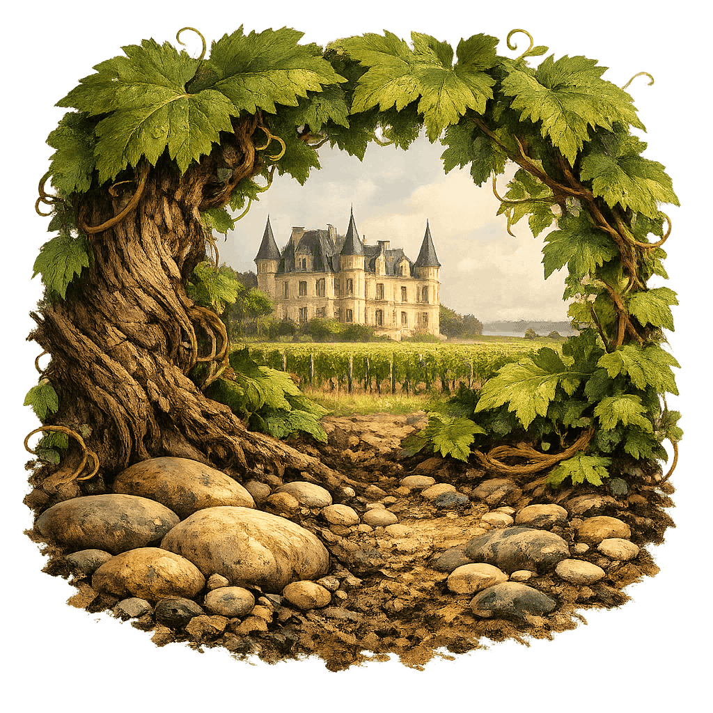 Detailed graphic of the Médoc wine region.