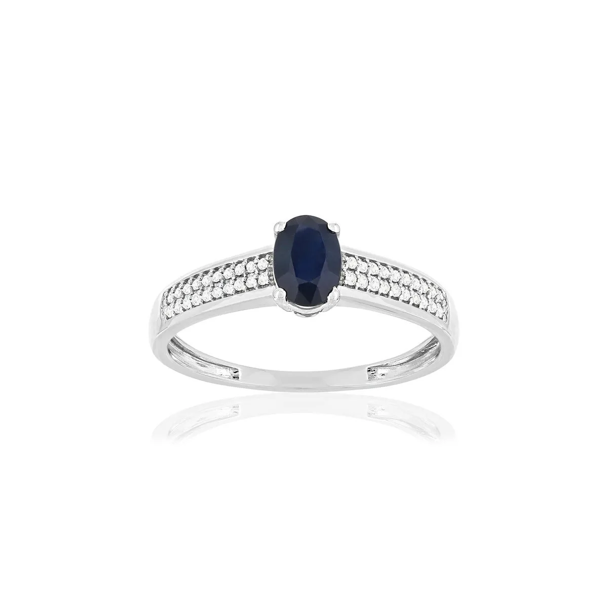 Bague en or blanc 375 sertie de diamants et saphirs