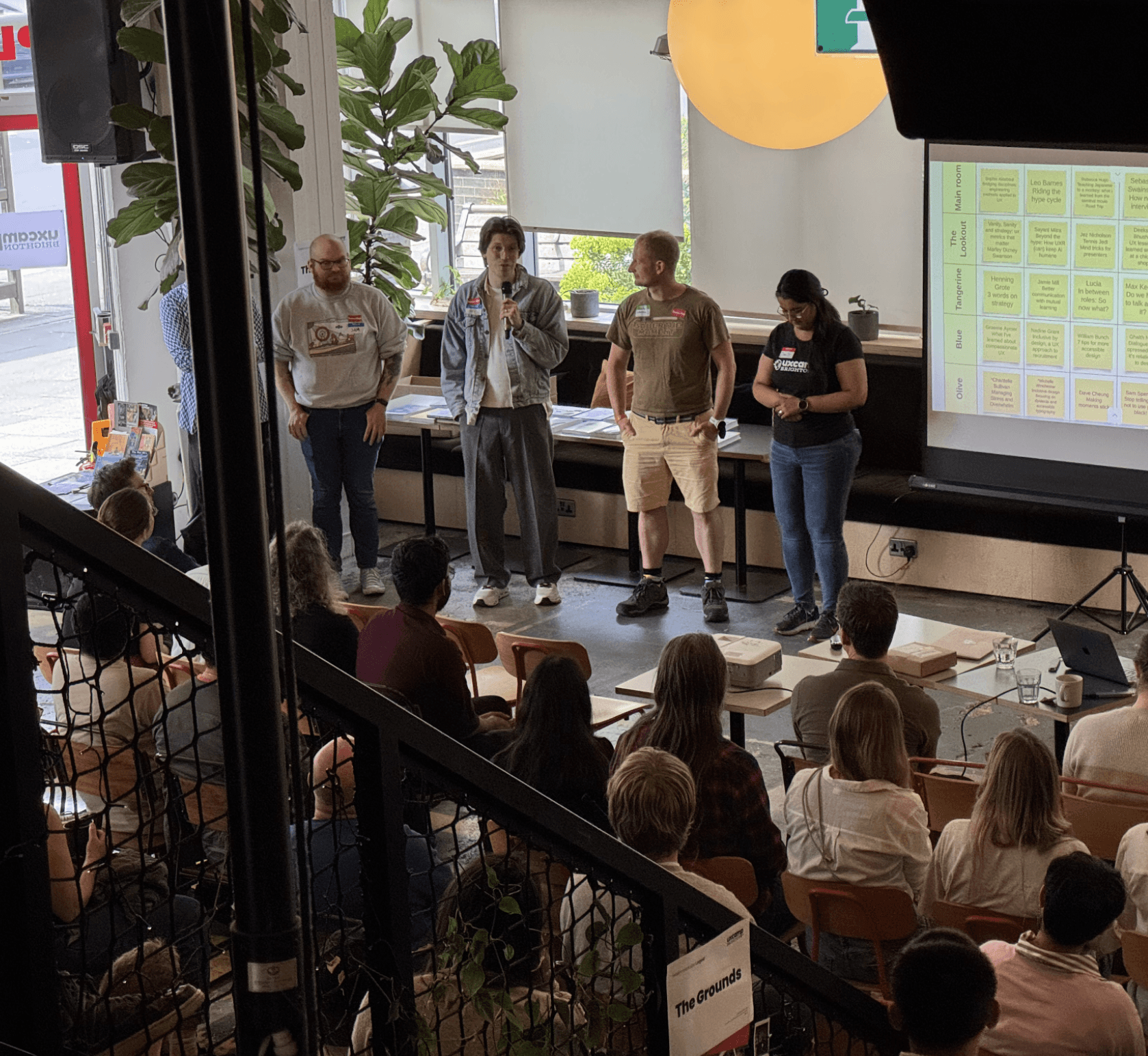 Max talking at a panel Q&A