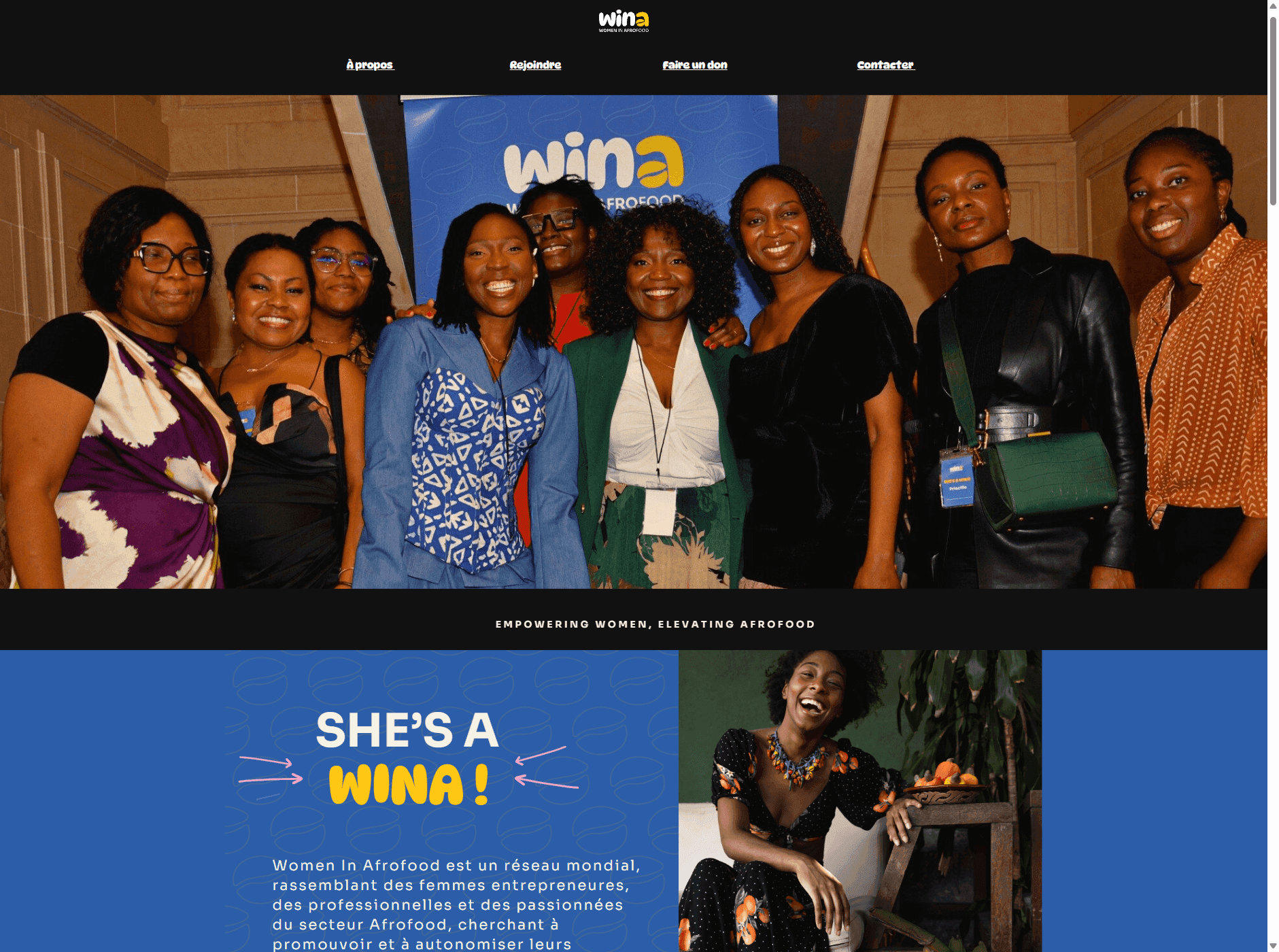 Site de Women In AfroFood avant la refonte développé par Ilies MANATA, DéveloppeurWeb Expert Framer & Ux / Ui Web Designer, Freelance, Nord