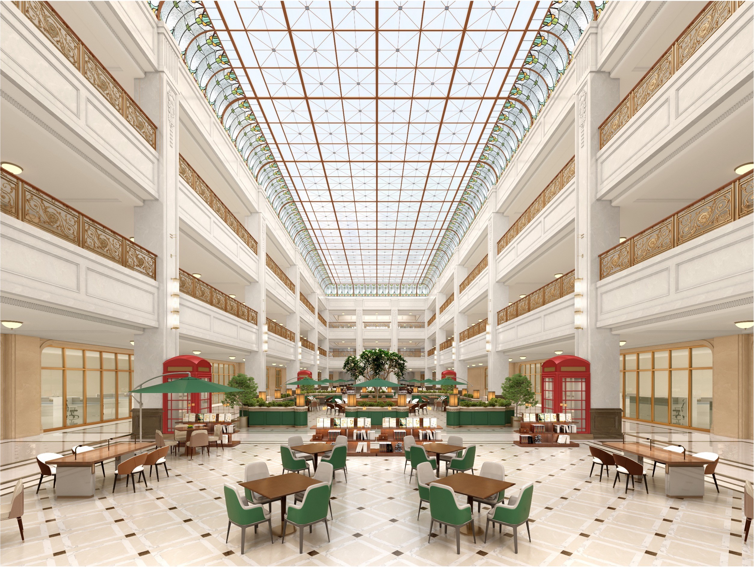 Visitors observing an abstract painting in a modern art gallery