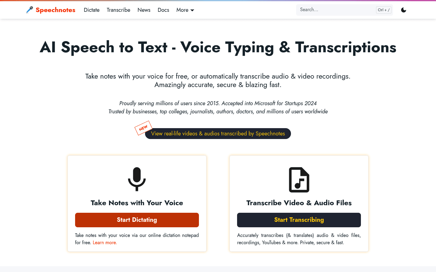 Speechnotes product screenshot