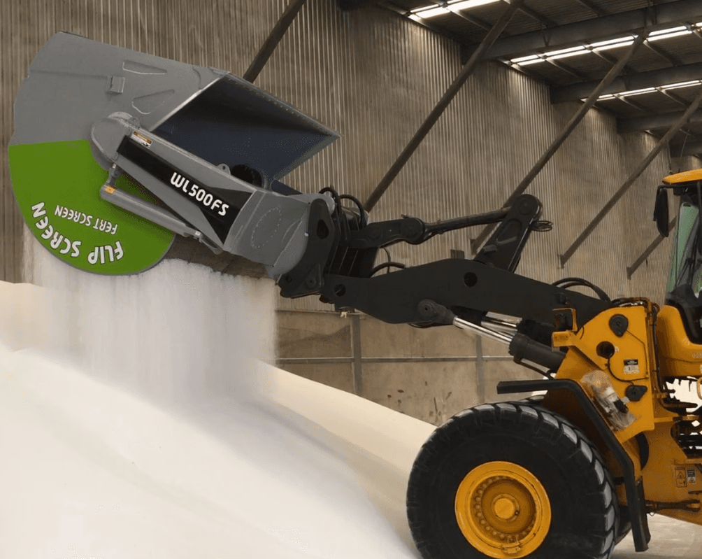 FlipScreen attachment on a Volvo Loader