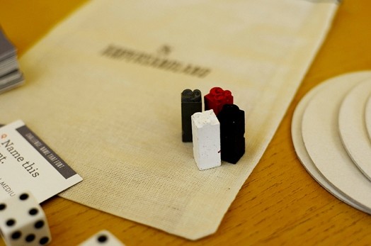 close-up of four small cubic items