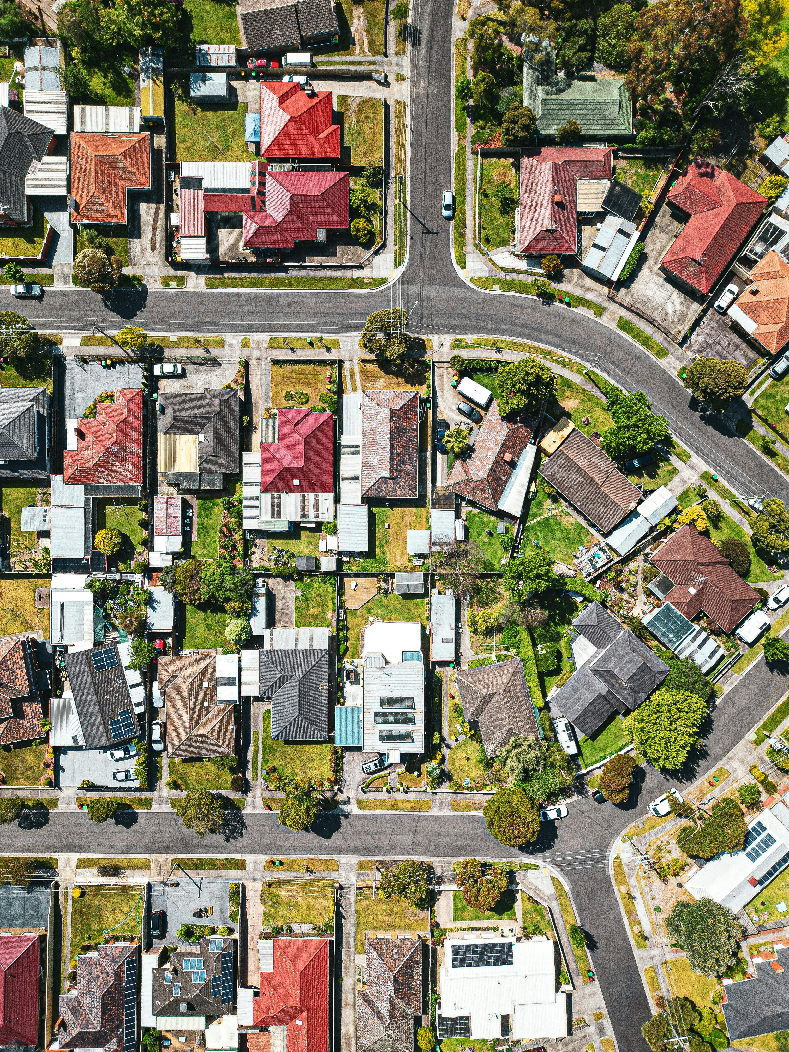 Birds eye view of residential homes