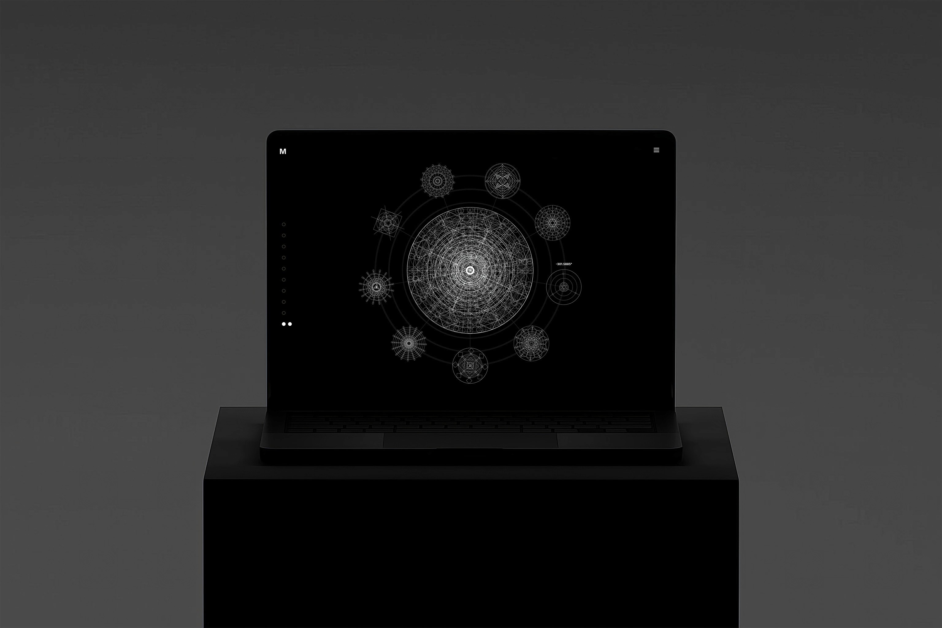 Laptop in Darkmode, Displaying Full Clock of 1M3 Mindmechanism