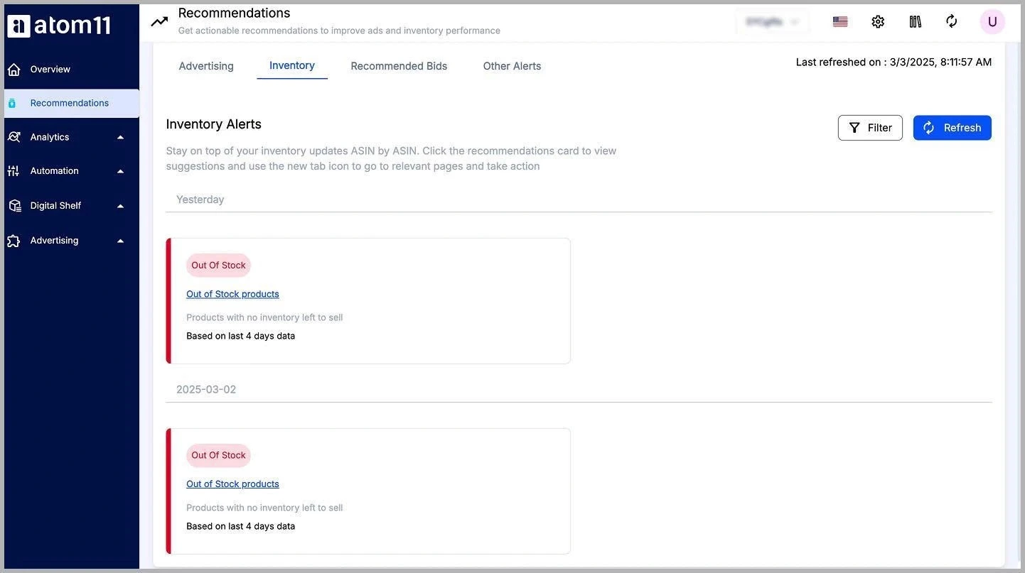 atom11 inventory recommendation engine @@ atom11 inventory recommendation engine