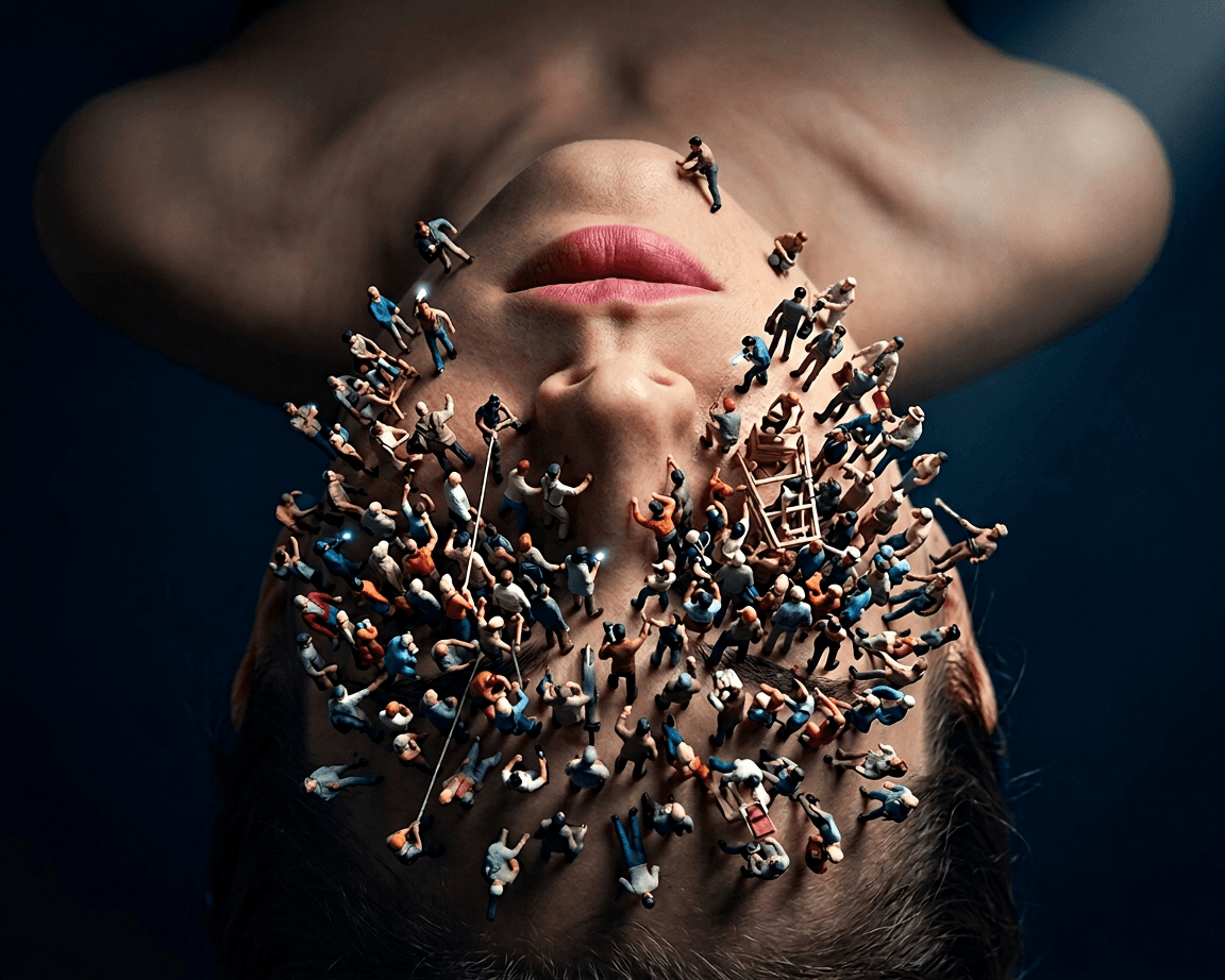 a blurry photo of a man with a hat