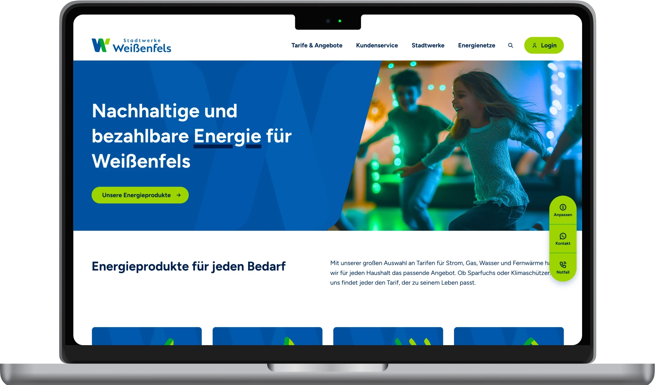 Laptop mit Website Stadtwerke Weißenfels